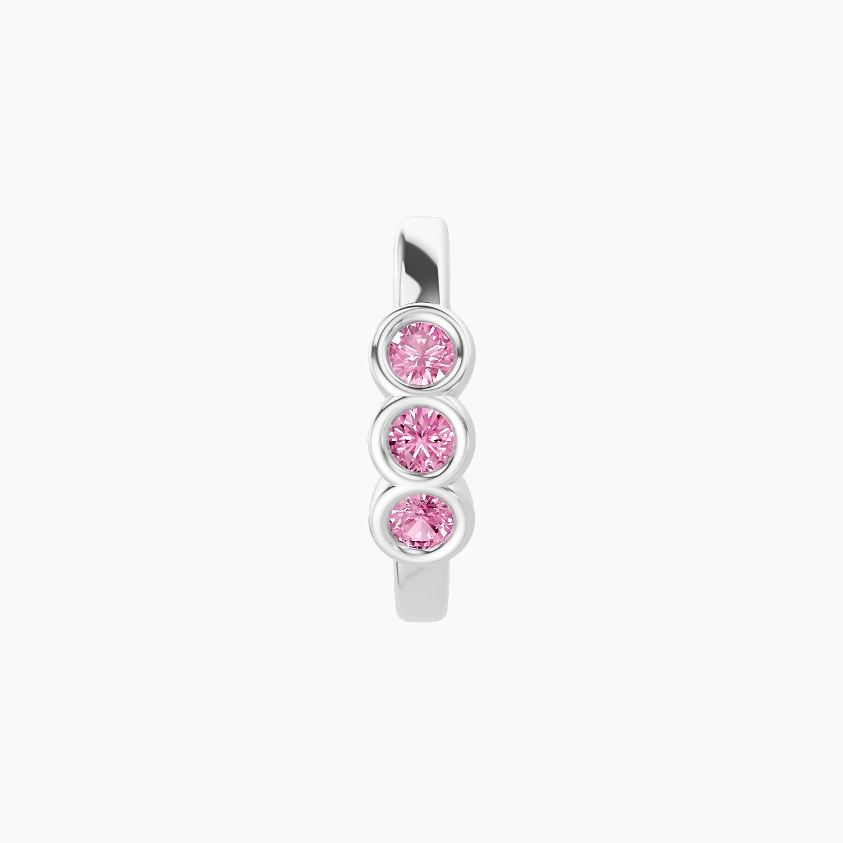 Leto | 18k White Gold 8 mm Trilogy Pink Sapphire Hoop Piercing