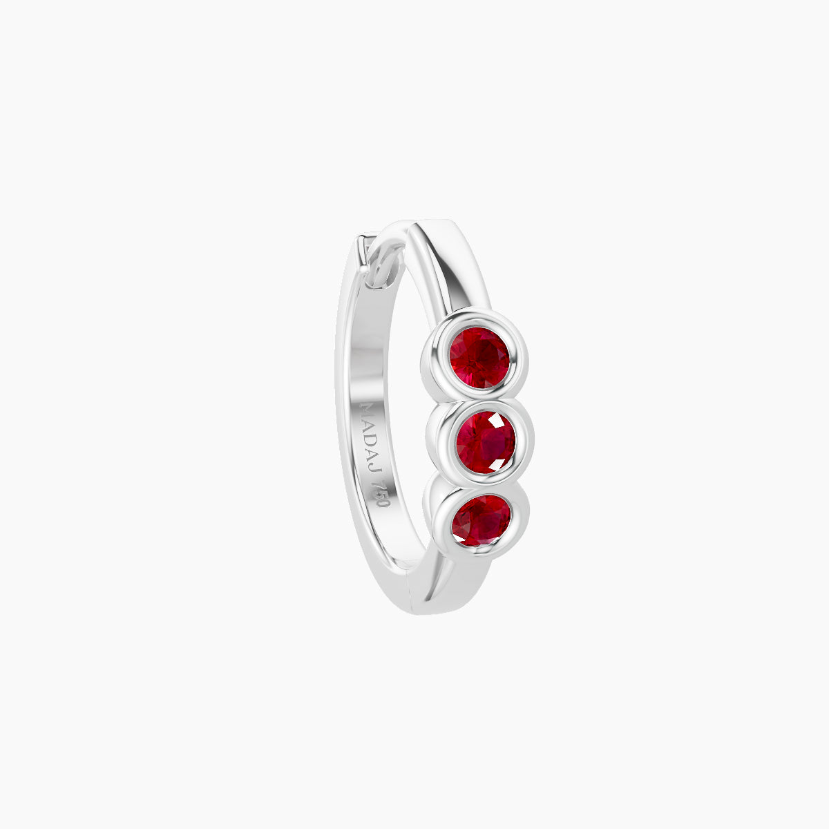 Leto | 18k White Gold 8 mm Trilogy Ruby Hoop Piercing