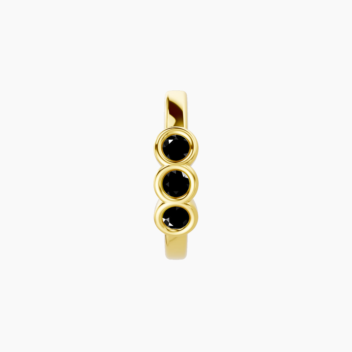 Leto | 18k Yellow Gold 8 mm Trilogy Black Diamond Hoop Piercing