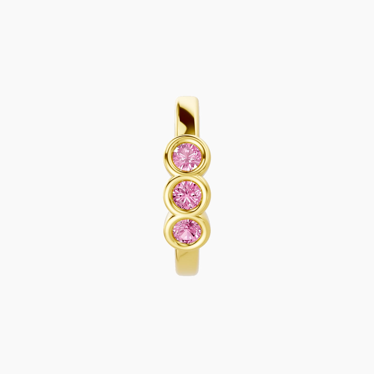 Leto | 18k Yellow Gold 8 mm Trilogy Pink Sapphire Hoop Piercing
