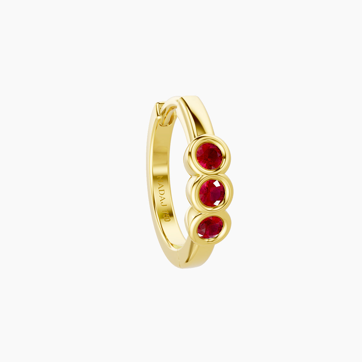 Leto | 18k Yellow Gold 8 mm Trilogy Ruby Hoop Piercing