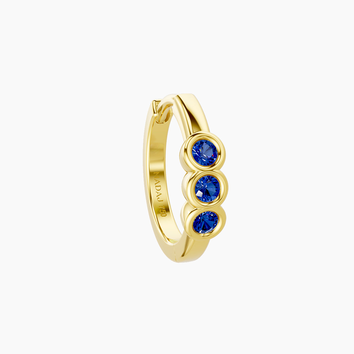 Leto | 18k Yellow Gold 8 mm Trilogy Sapphire Hoop Piercing