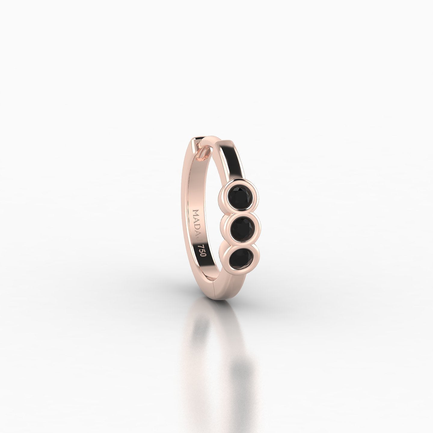 Leto | 18k Rose Gold 8 mm Trilogy Black Diamond Hoop Piercing