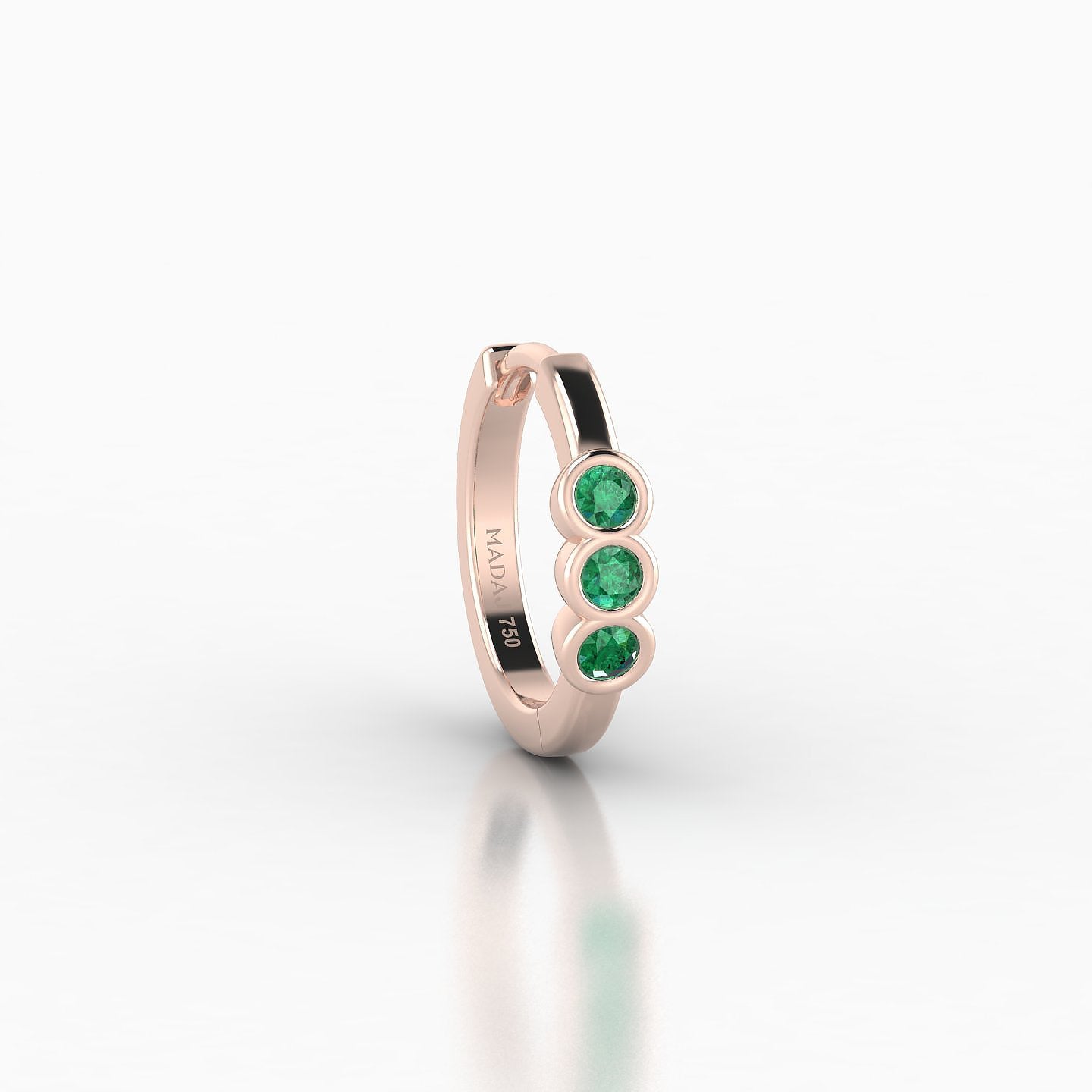 Leto | 18k Rose Gold 8 mm Trilogy Emerald Hoop Piercing