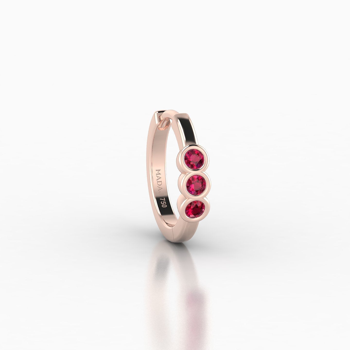 Leto | 18k Rose Gold 8 mm Trilogy Ruby Hoop Piercing