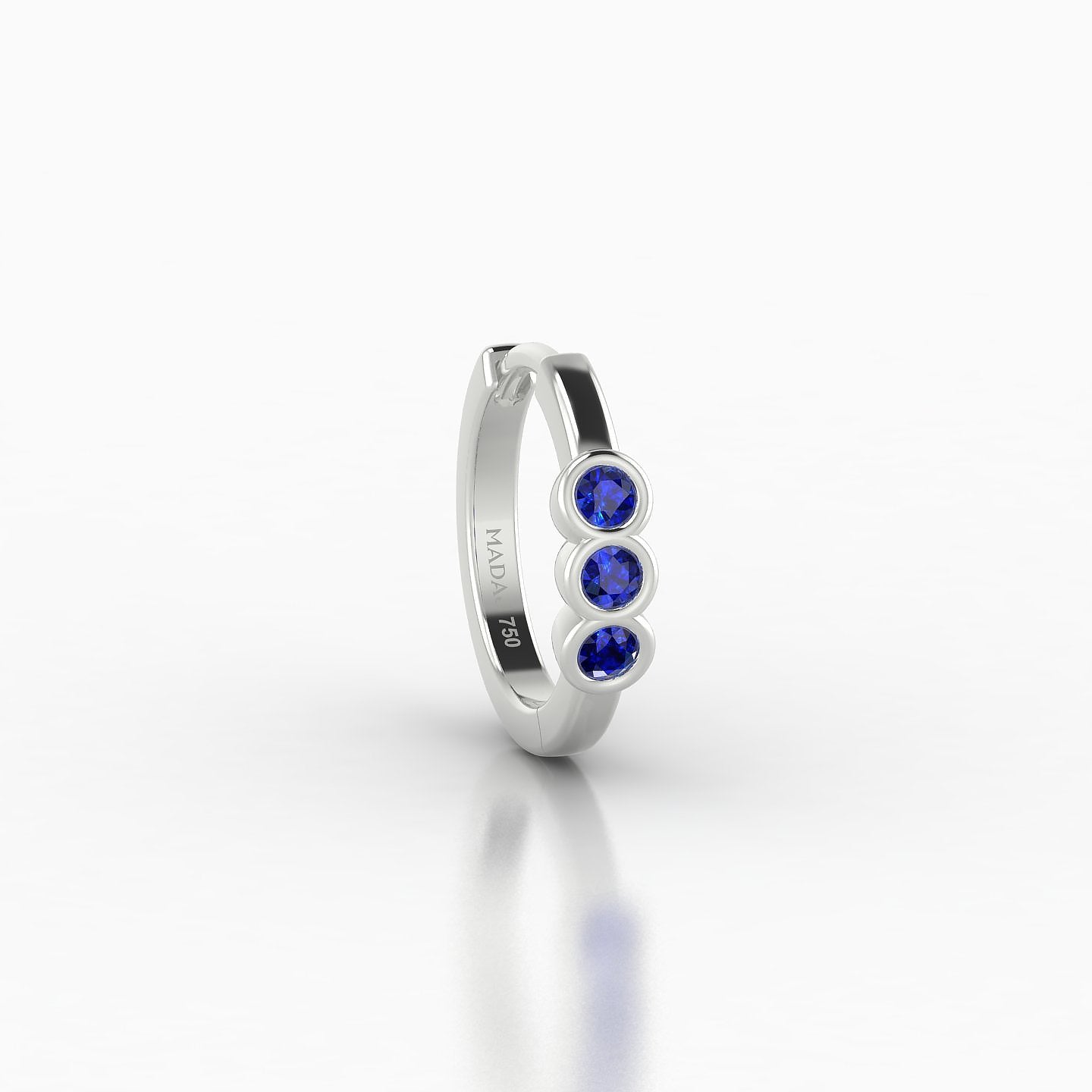 Leto | 18k White Gold 8 mm Trilogy Sapphire Hoop Piercing