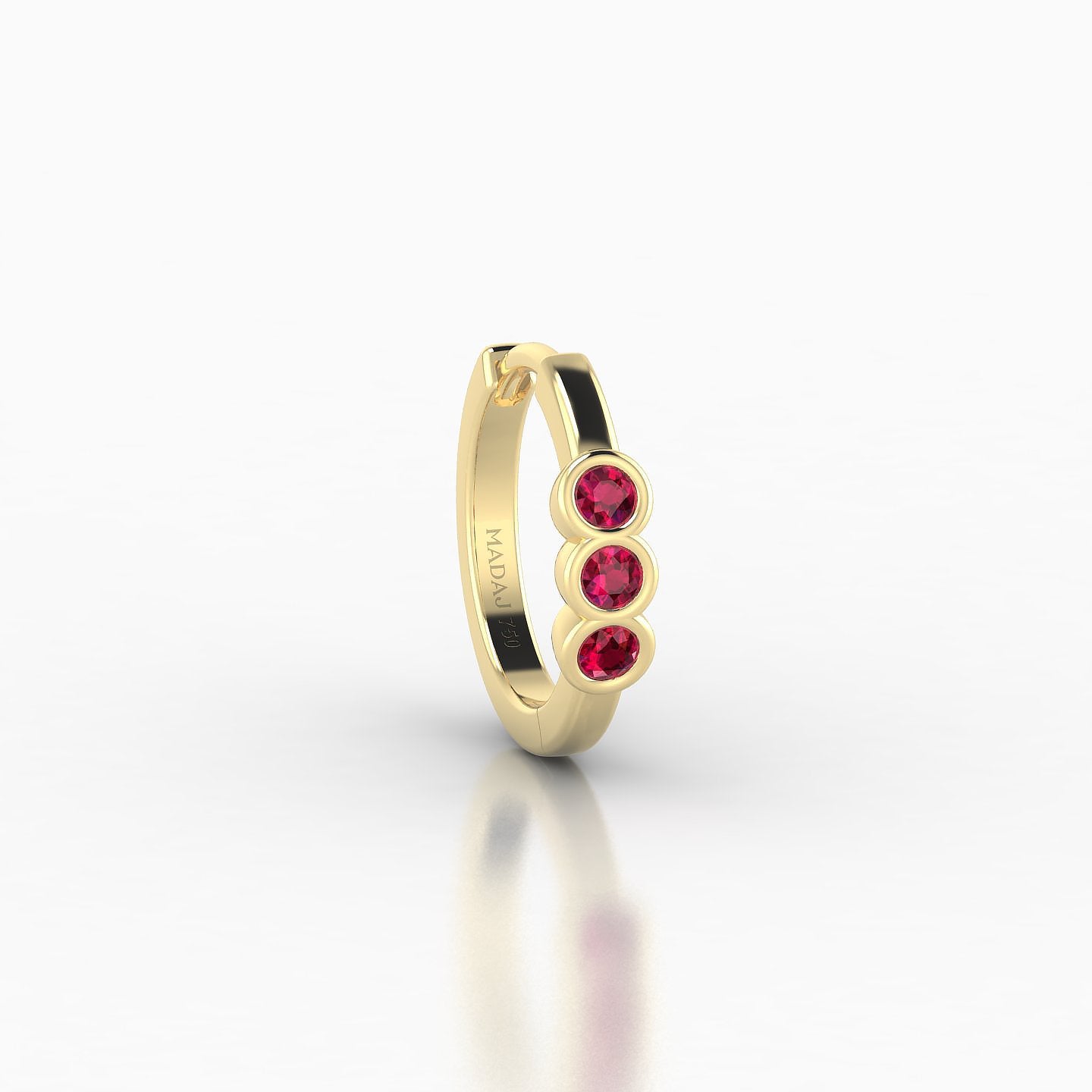 Leto | 18k Yellow Gold 8 mm Trilogy Ruby Hoop Piercing