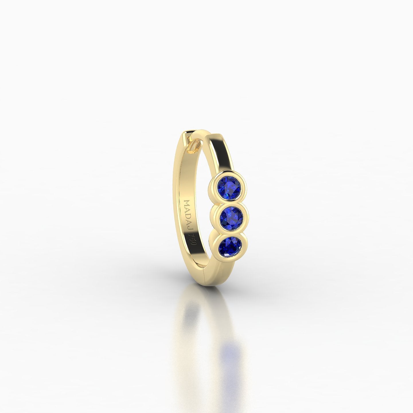 Leto | 18k Yellow Gold 8 mm Trilogy Sapphire Hoop Piercing