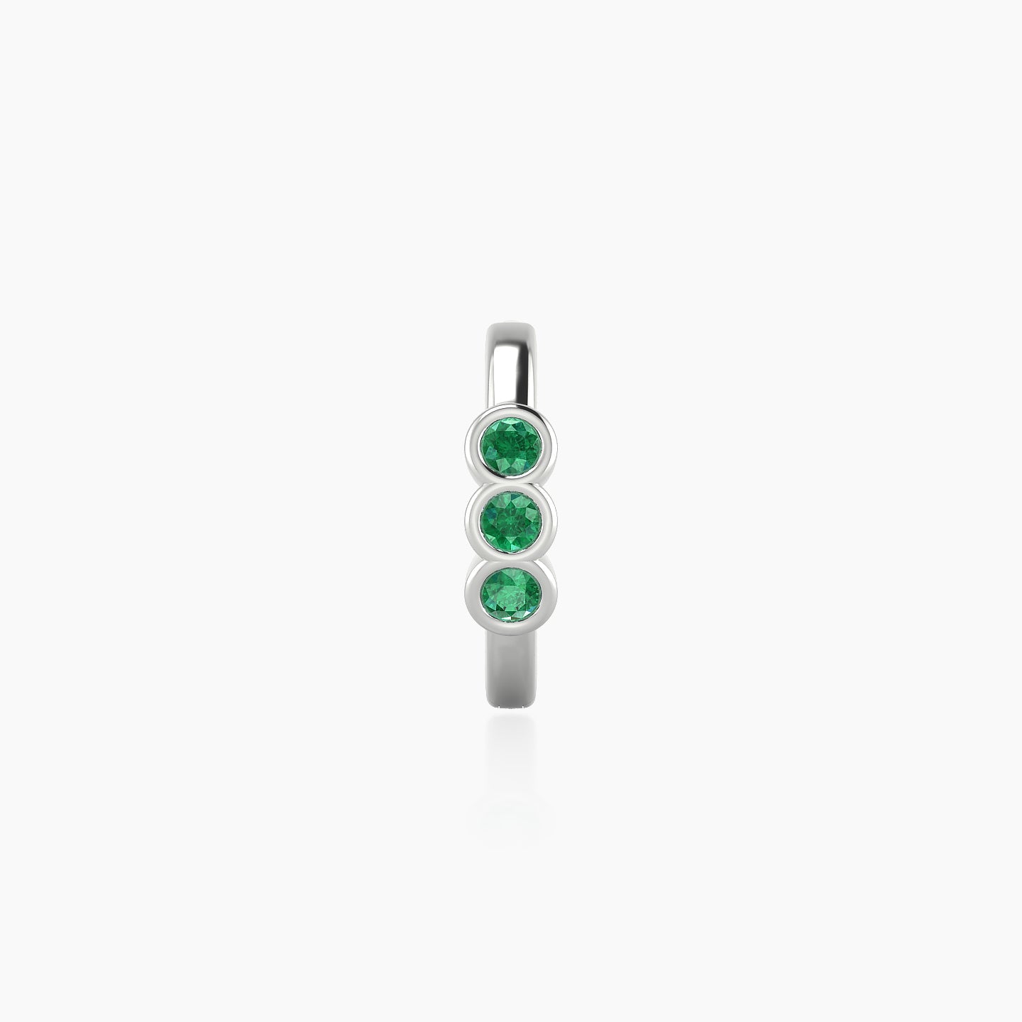 Leto | 18k White Gold 8 mm Trilogy Emerald Hoop Piercing