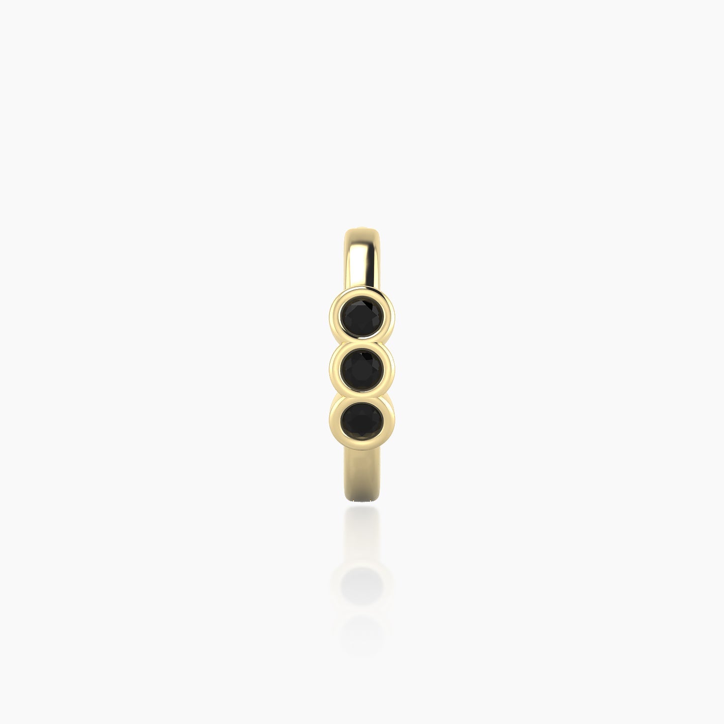 Leto | 18k Yellow Gold 8 mm Trilogy Black Diamond Hoop Piercing