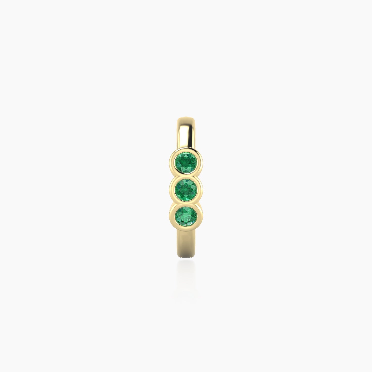 Leto | 18k Yellow Gold 8 mm Trilogy Emerald Hoop Piercing