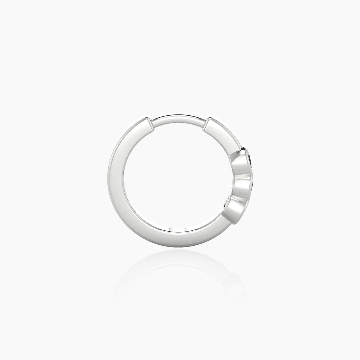 Leto | 18k White Gold 8 mm Trilogy Black Diamond Hoop Piercing