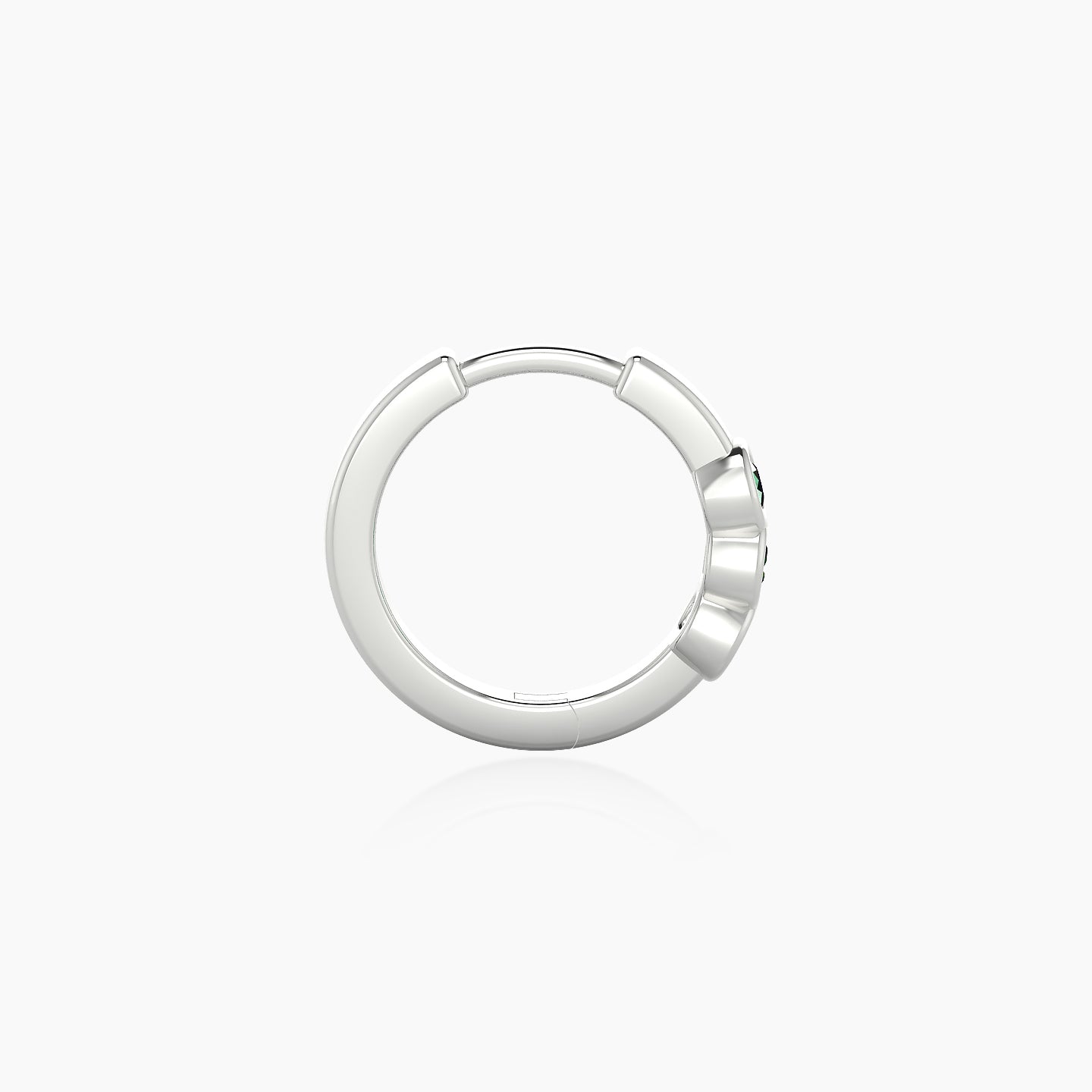 Leto | 18k White Gold 8 mm Trilogy Emerald Hoop Piercing