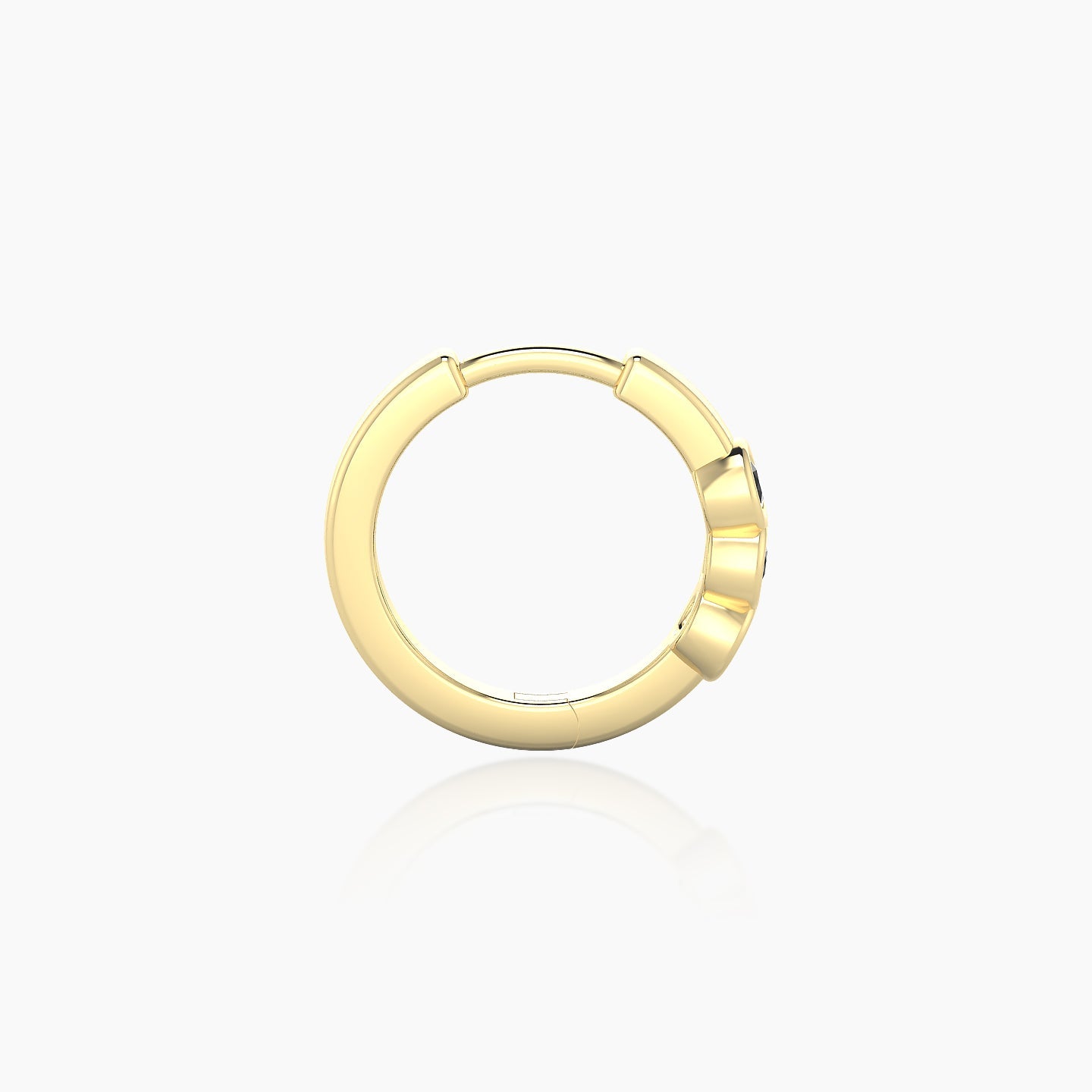 Leto | 18k Yellow Gold 8 mm Trilogy Black Diamond Hoop Piercing