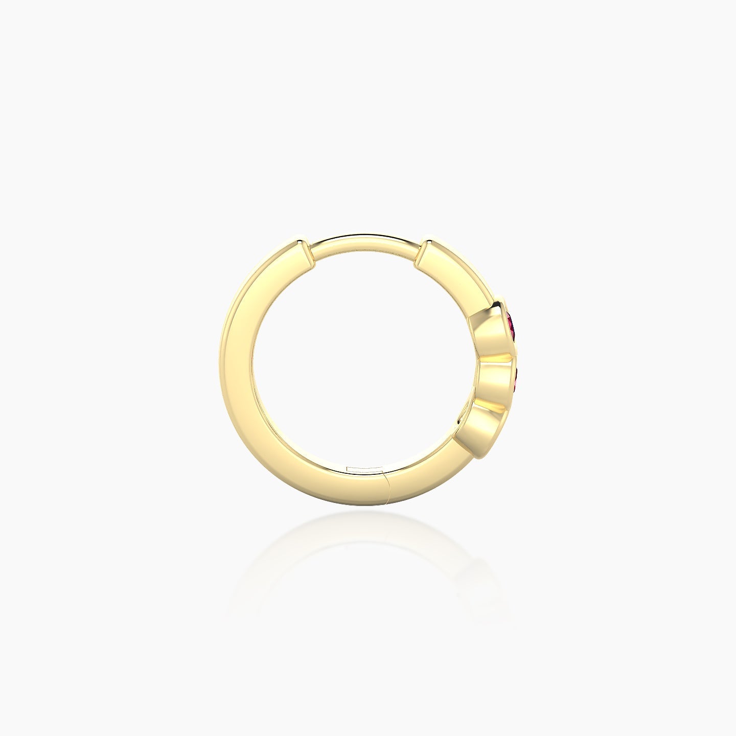 Leto | 18k Yellow Gold 8 mm Trilogy Ruby Hoop Piercing