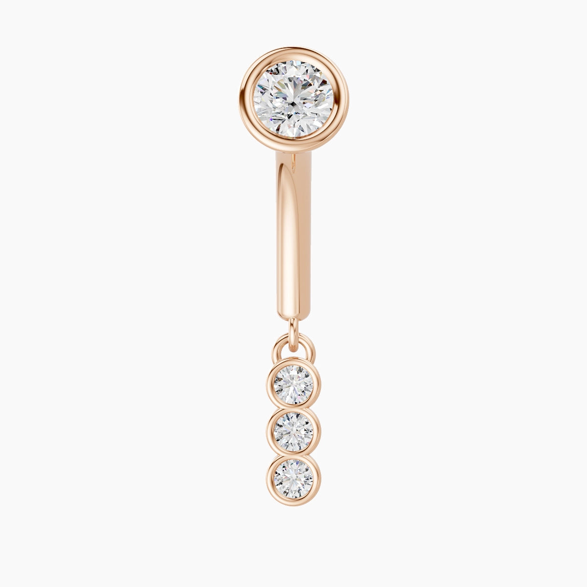 Leto | Piercing Rook Trilogie Diamant Or Rose 18k Hypoallergénique 8 mm