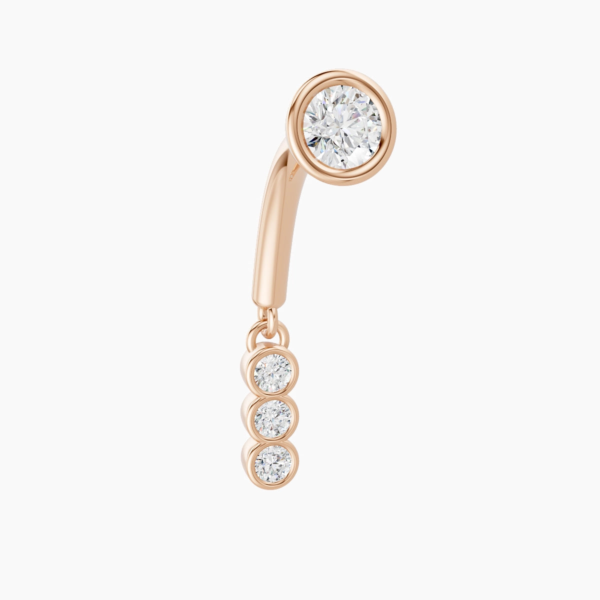 Leto | Piercing Rook Trilogie Diamant Or Rose 18k Hypoallergénique 8 mm