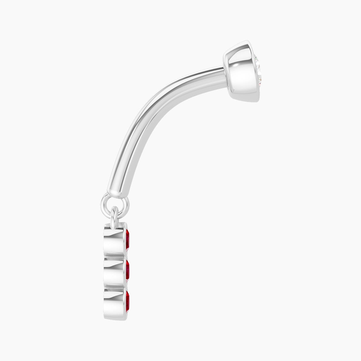 Leto | 18k White Gold 8 mm Trilogy Ruby & Diamond Rook Piercing