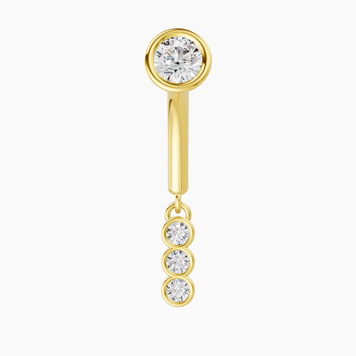 Leto | Piercing Rook Trilogie Diamant Or Jaune 18k Hypoallergénique 8 mm