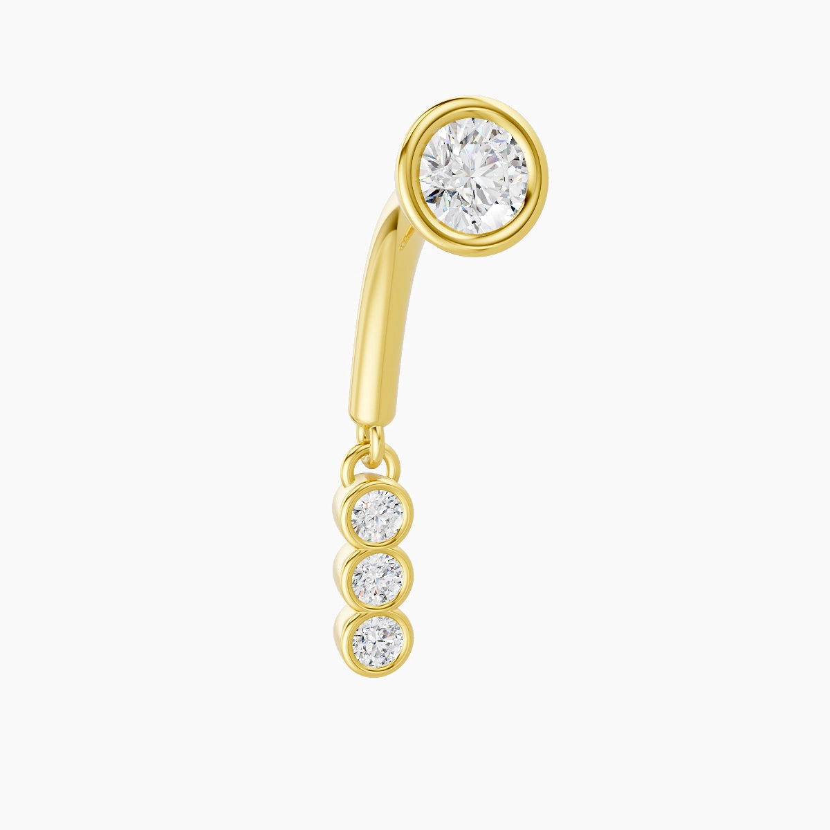 Leto | Piercing Rook Trilogie Diamant Or Jaune 18k Hypoallergénique 8 mm