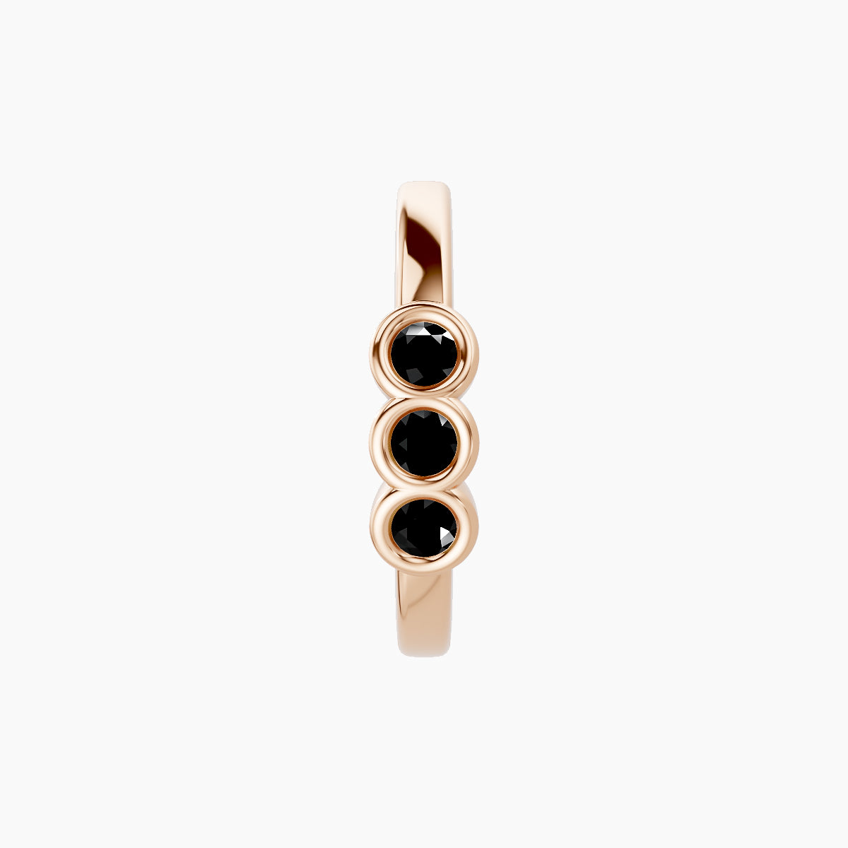 Leto | 18k Rose Gold 9.5 mm Trilogy Black Diamond Hoop Piercing