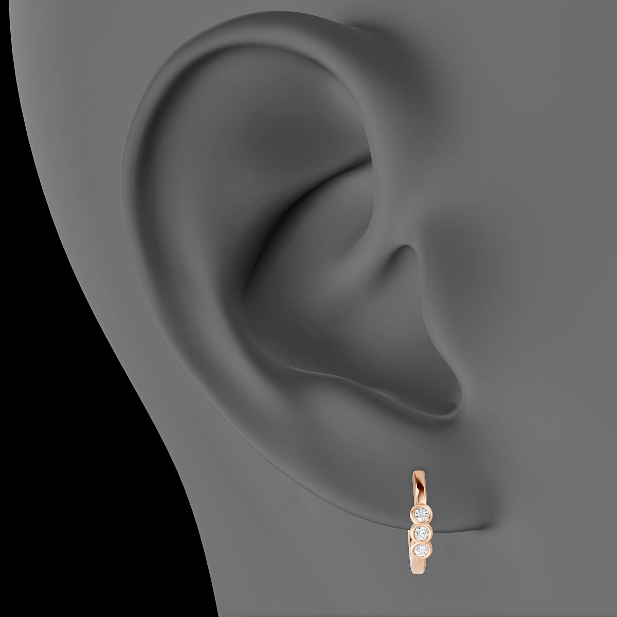 Leto | 18k Rose Gold 9.5 mm Trilogy Diamond Hoop Piercing