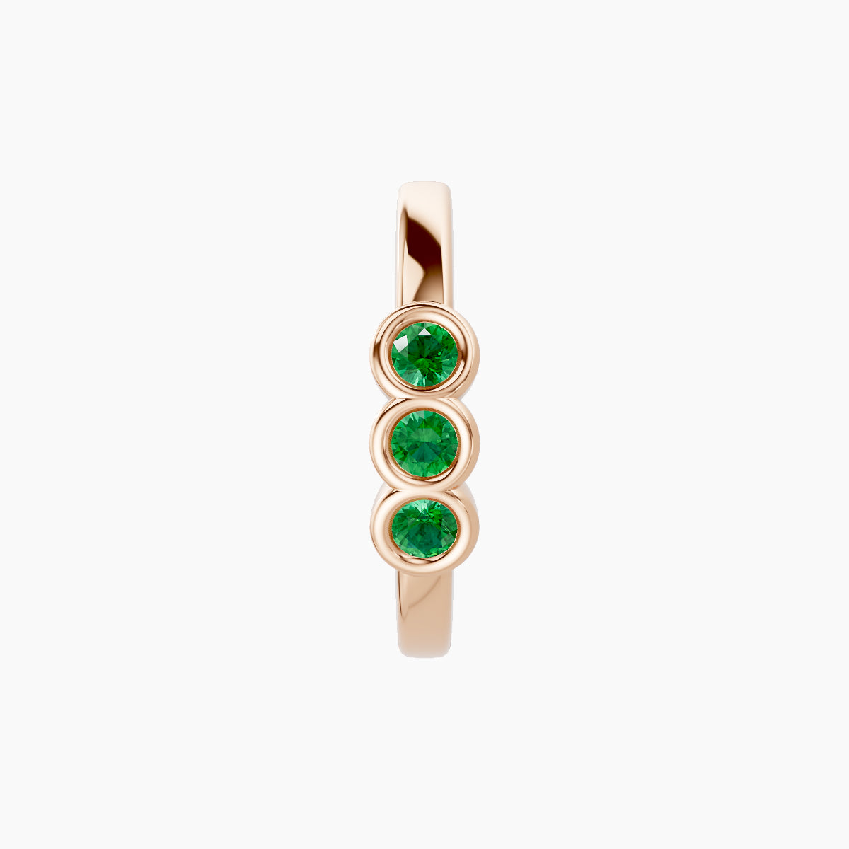 Leto | 18k Rose Gold 9.5 mm Trilogy Emerald Hoop Piercing
