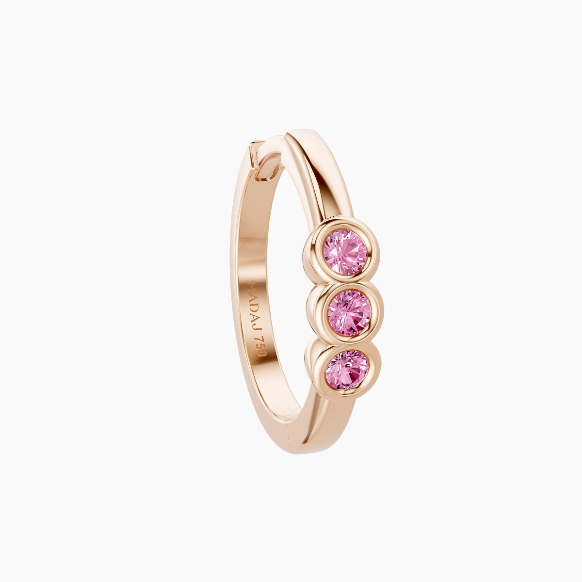 Leto | 18k Rose Gold 9.5 mm Trilogy Pink Sapphire Hoop Piercing