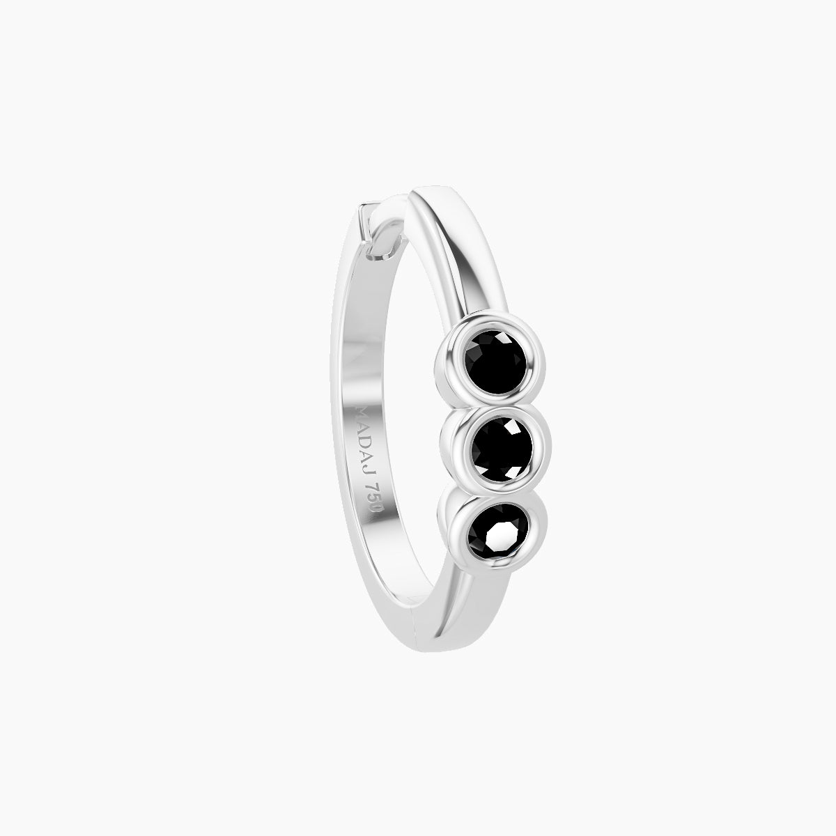 Leto | 18k White Gold 9.5 mm Trilogy Black Diamond Hoop Piercing