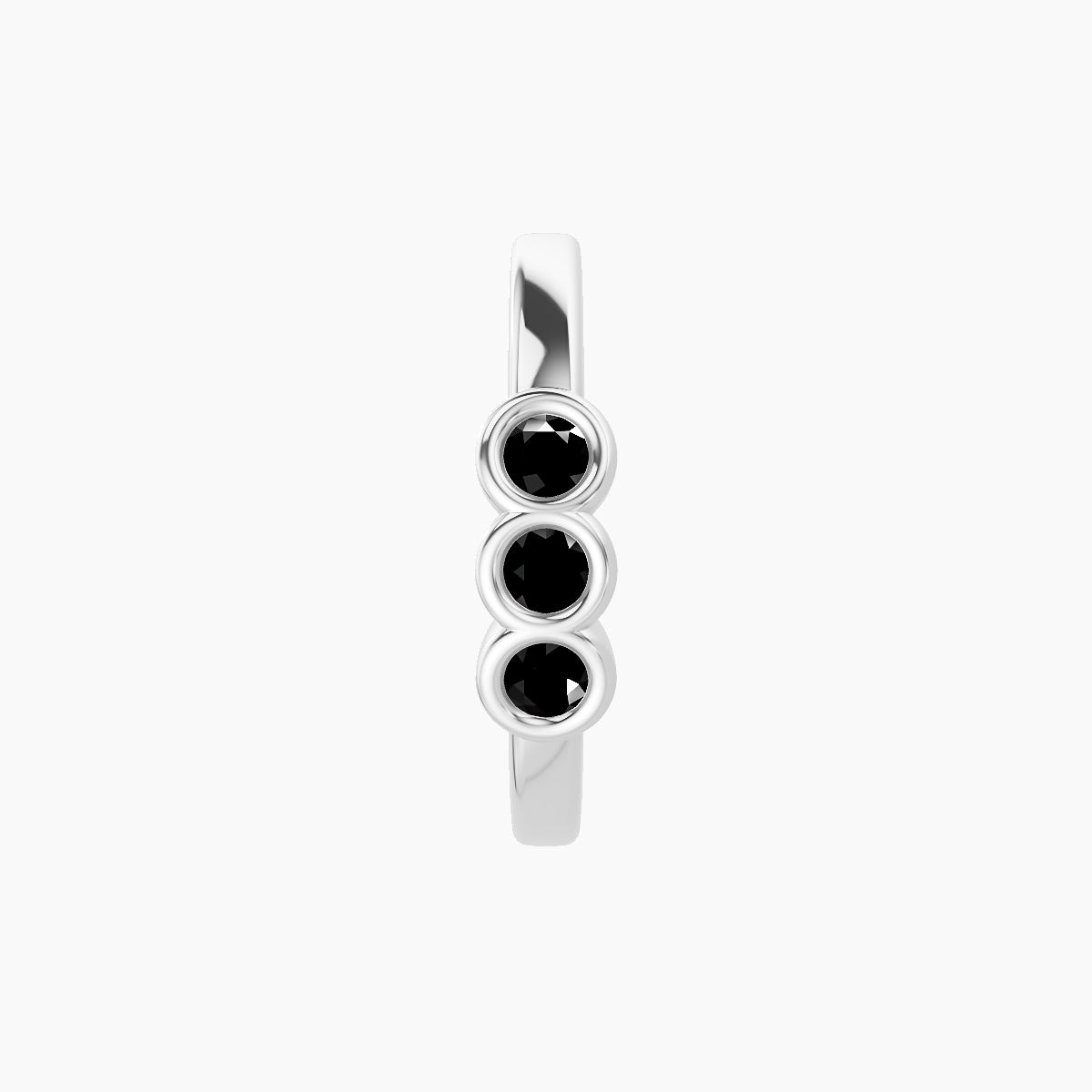 Leto | 18k White Gold 9.5 mm Trilogy Black Diamond Hoop Piercing