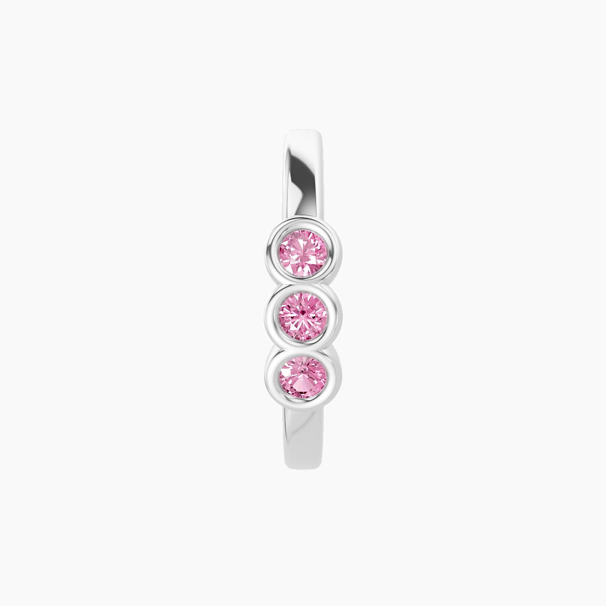 Leto | 18k White Gold 9.5 mm Trilogy Pink Sapphire Hoop Piercing