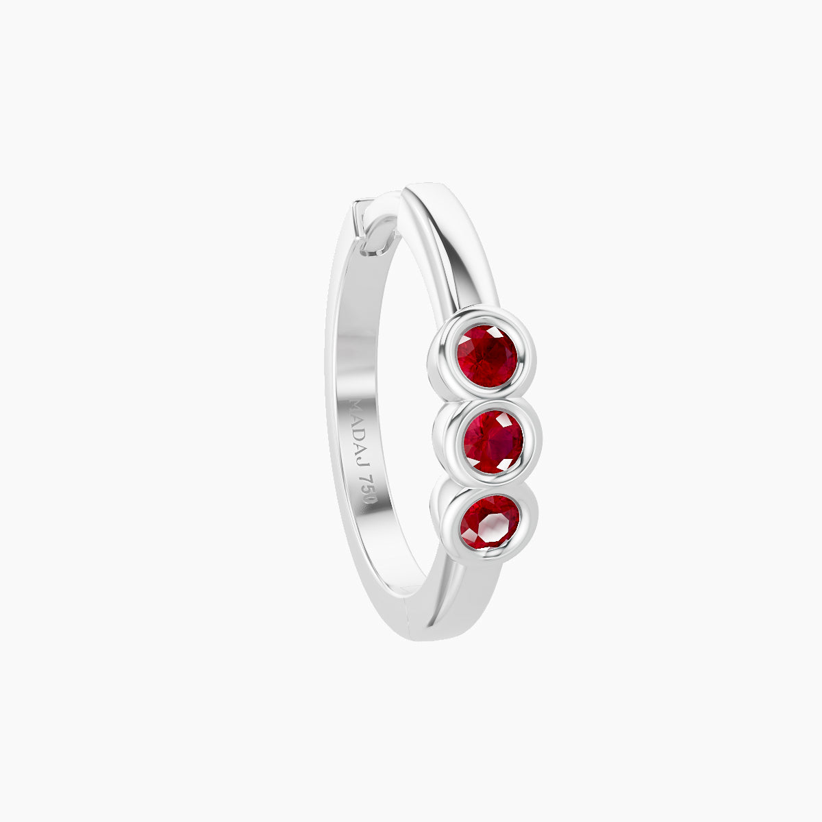 Leto | 18k White Gold 9.5 mm Trilogy Ruby Hoop Piercing