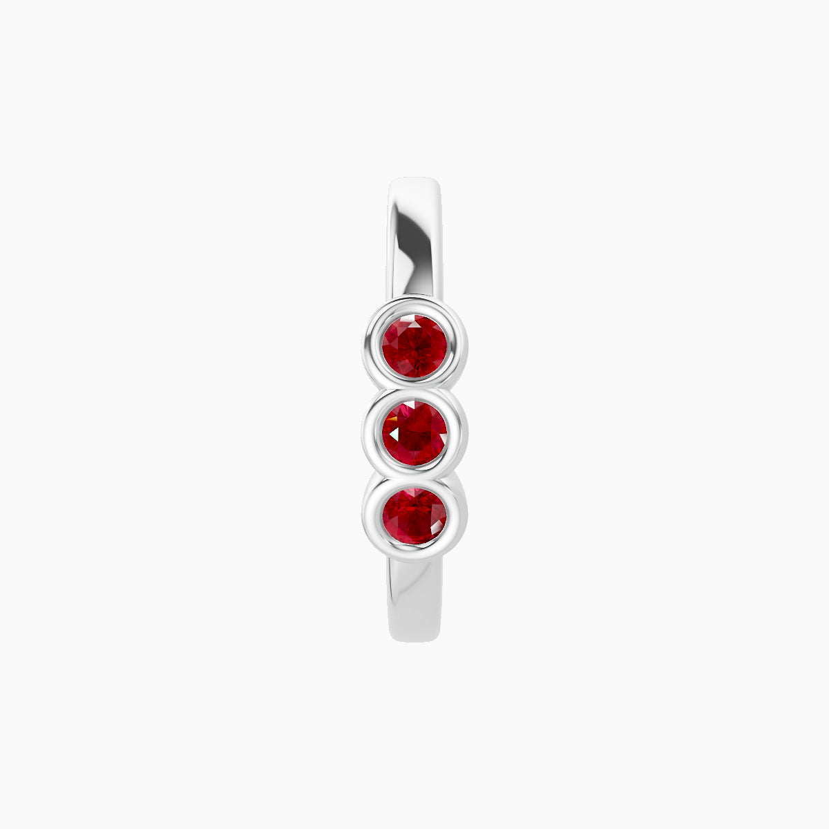 Leto | 18k White Gold 9.5 mm Trilogy Ruby Hoop Piercing
