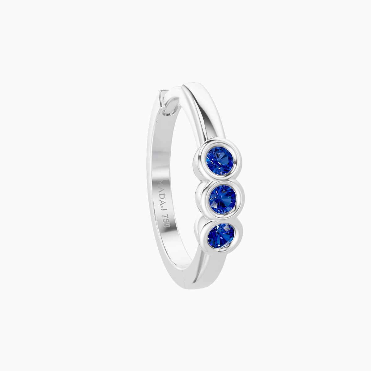Leto | 18k White Gold 9.5 mm Trilogy Sapphire Hoop Piercing
