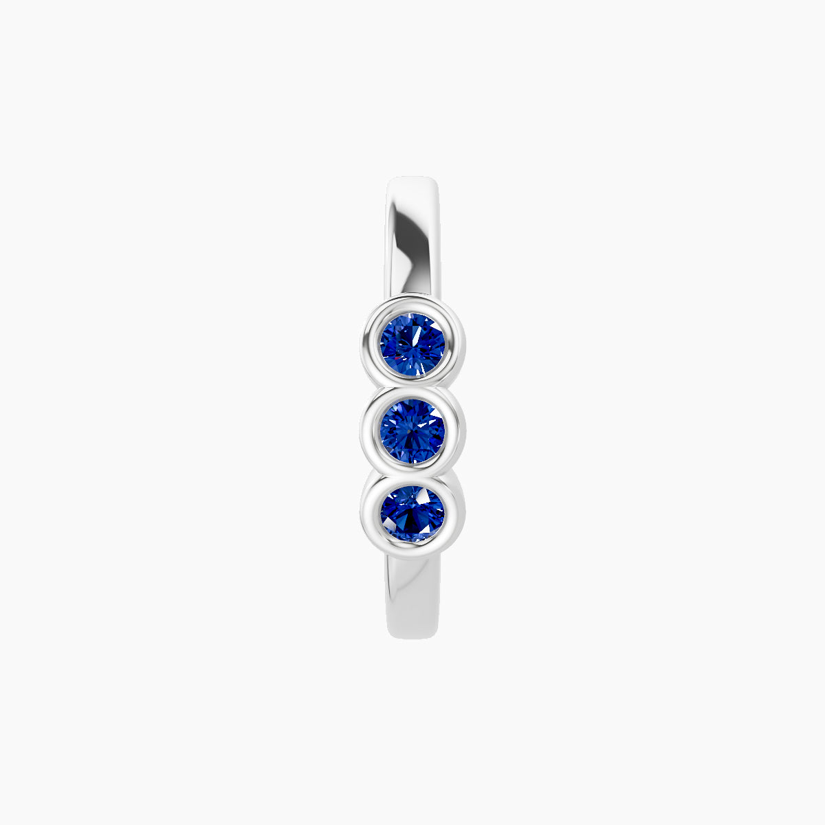 Leto | 18k White Gold 9.5 mm Trilogy Sapphire Hoop Piercing