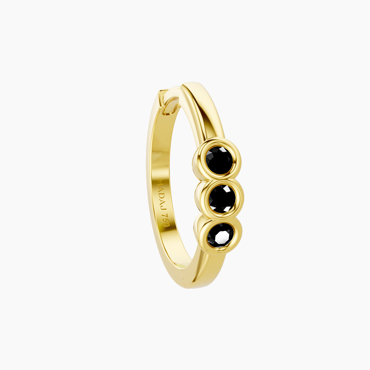 Leto | 18k Yellow Gold 9.5 mm Trilogy Black Diamond Hoop Piercing