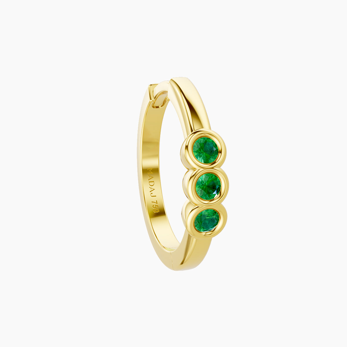 Leto | 18k Yellow Gold 9.5 mm Trilogy Emerald Hoop Piercing