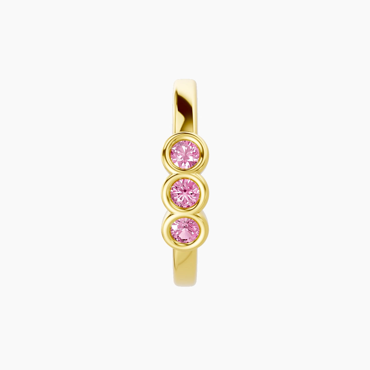 Leto | 18k Yellow Gold 9.5 mm Trilogy Pink Sapphire Hoop Piercing
