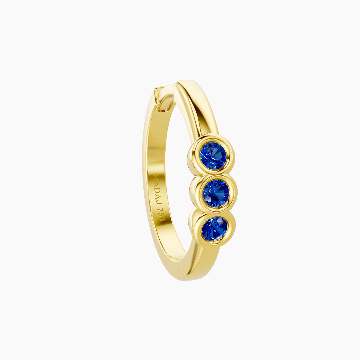 Leto | 18k Yellow Gold 9.5 mm Trilogy Sapphire Hoop Piercing