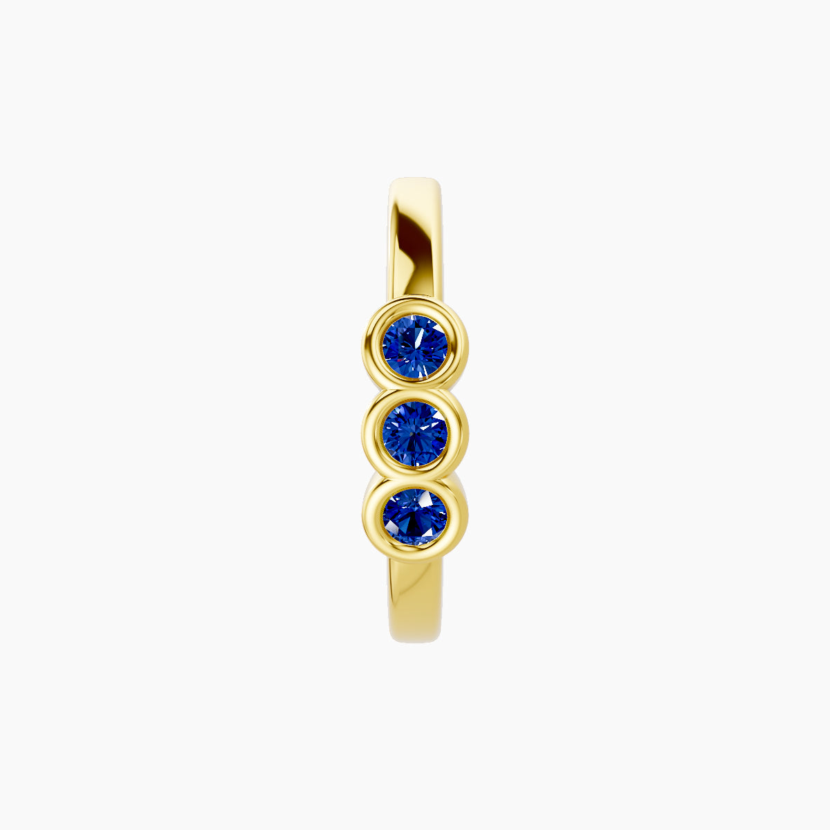 Leto | 18k Yellow Gold 9.5 mm Trilogy Sapphire Hoop Piercing