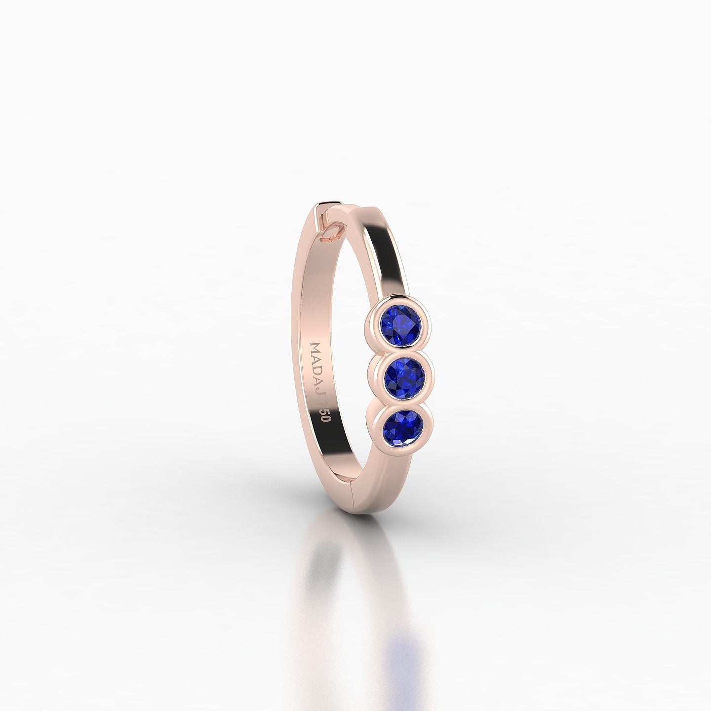 Leto | 18k Rose Gold 9.5 mm Trilogy Sapphire Hoop Piercing