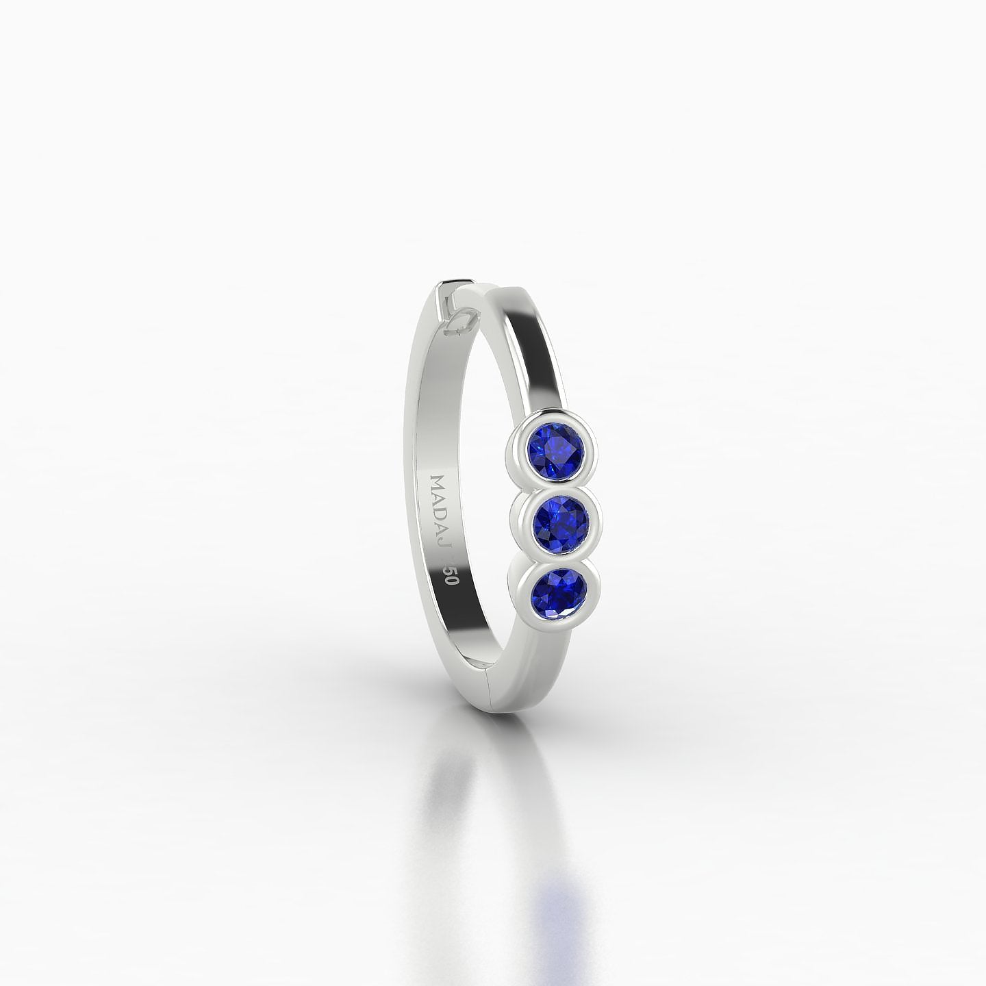 Leto | 18k White Gold 9.5 mm Trilogy Sapphire Hoop Piercing