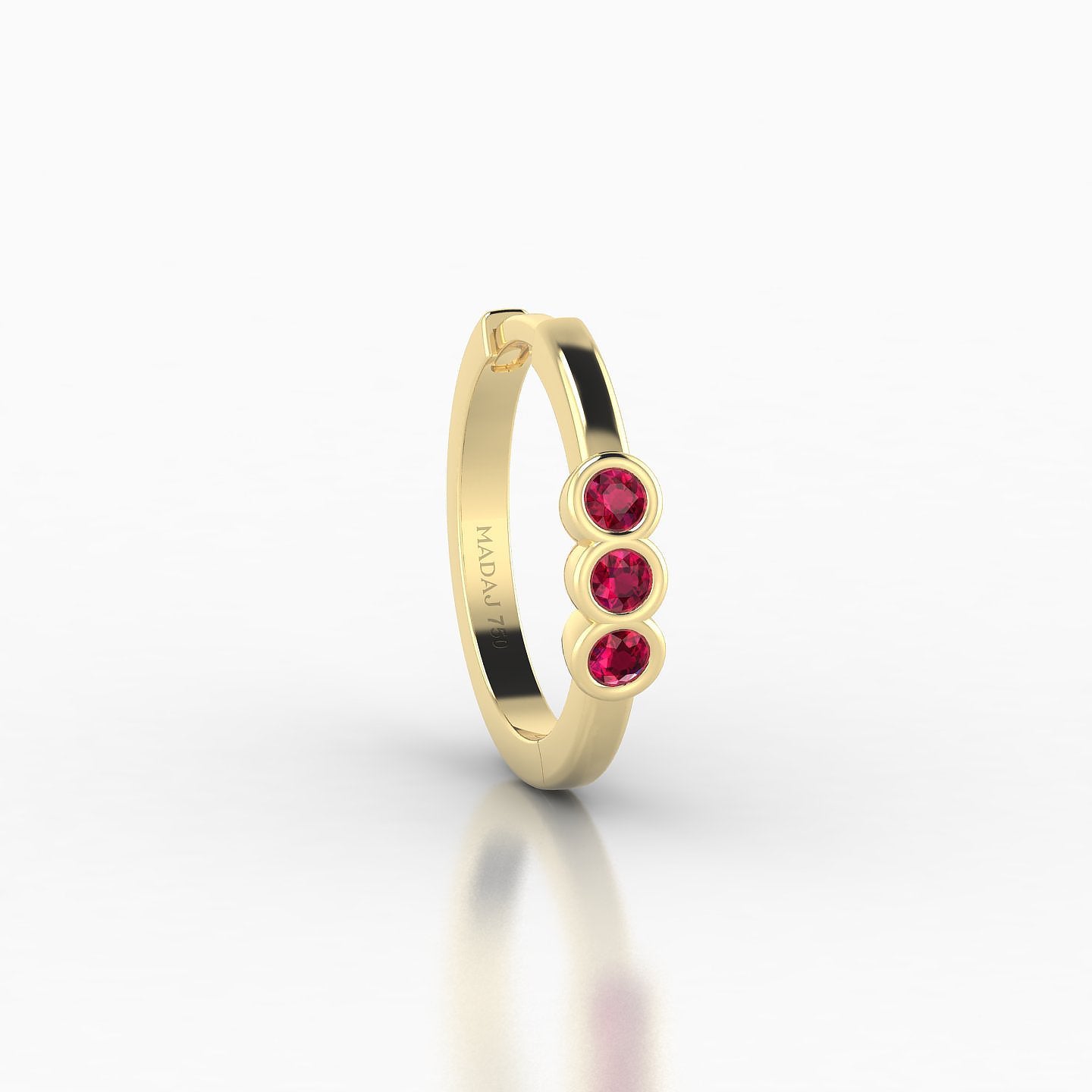 Leto | 18k Yellow Gold 9.5 mm Trilogy Ruby Hoop Piercing