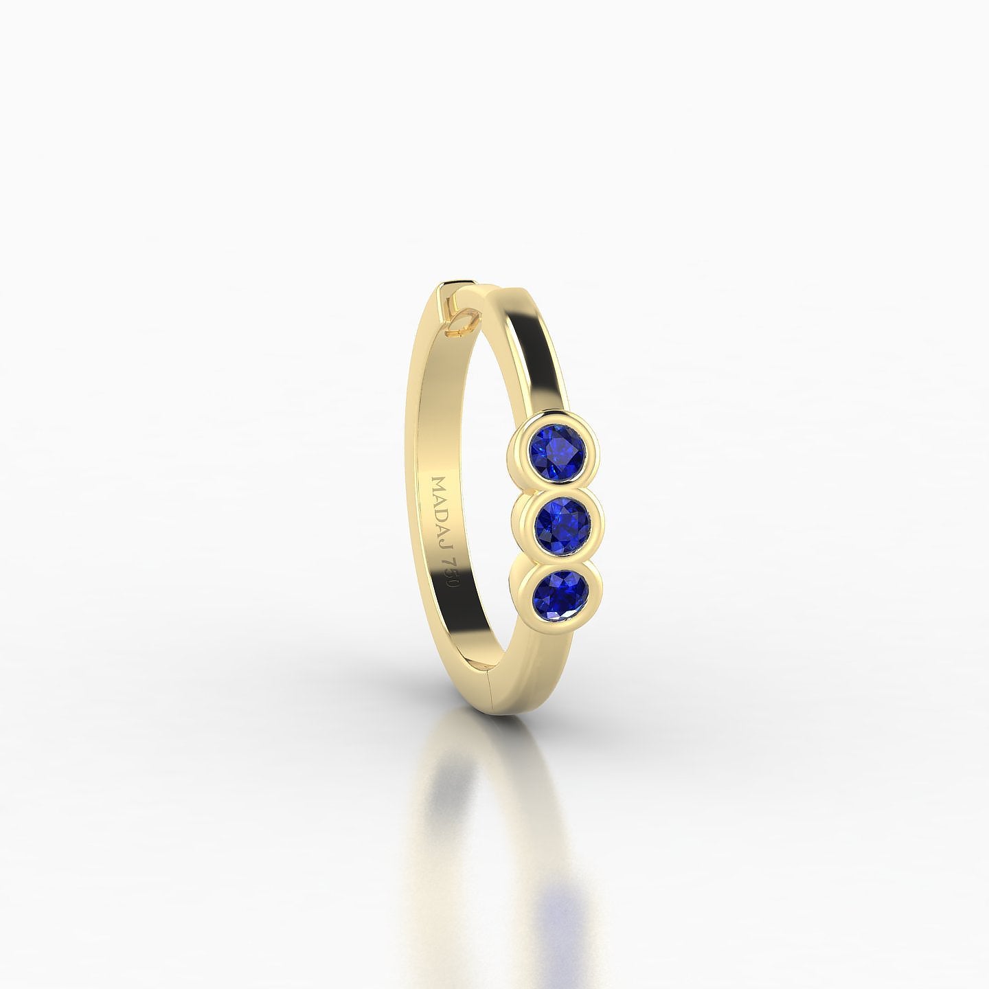 Leto | 18k Yellow Gold 9.5 mm Trilogy Sapphire Hoop Piercing