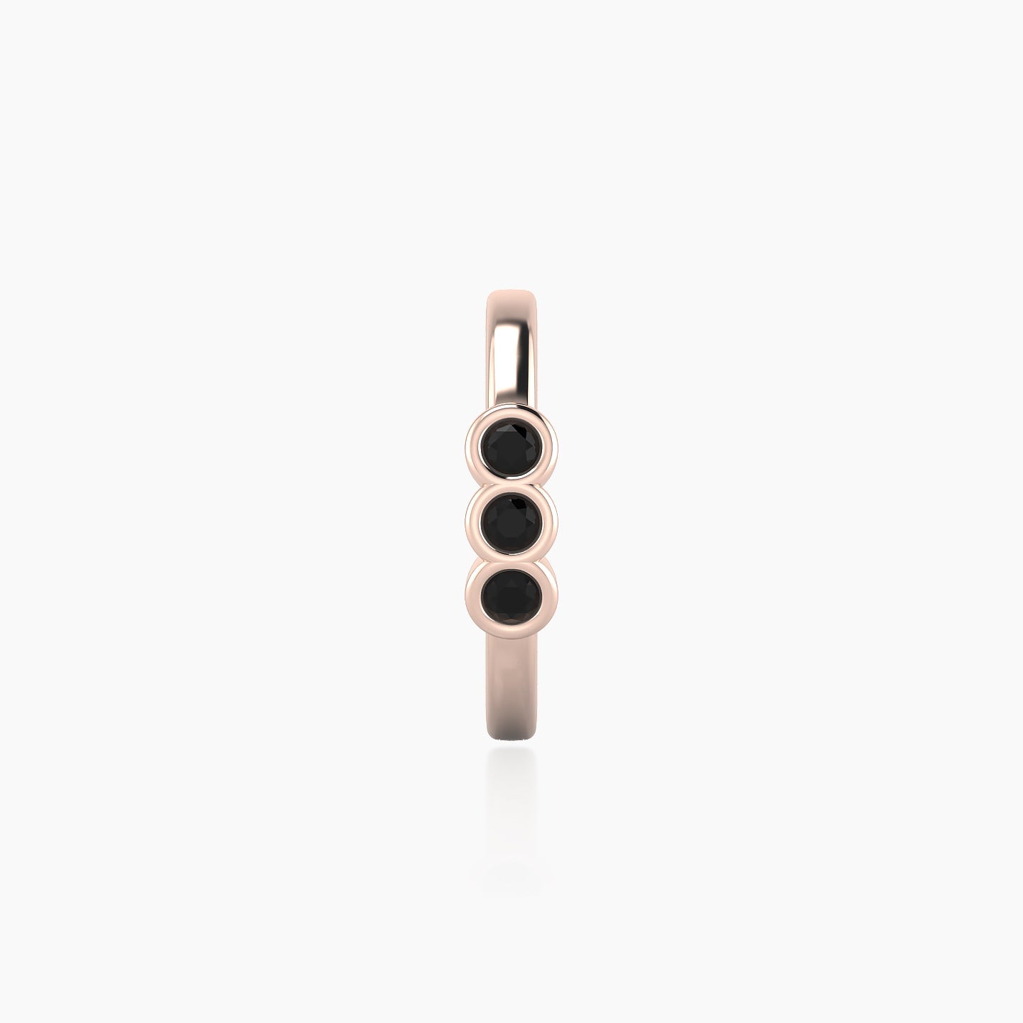 Leto | 18k Rose Gold 9.5 mm Trilogy Black Diamond Hoop Piercing