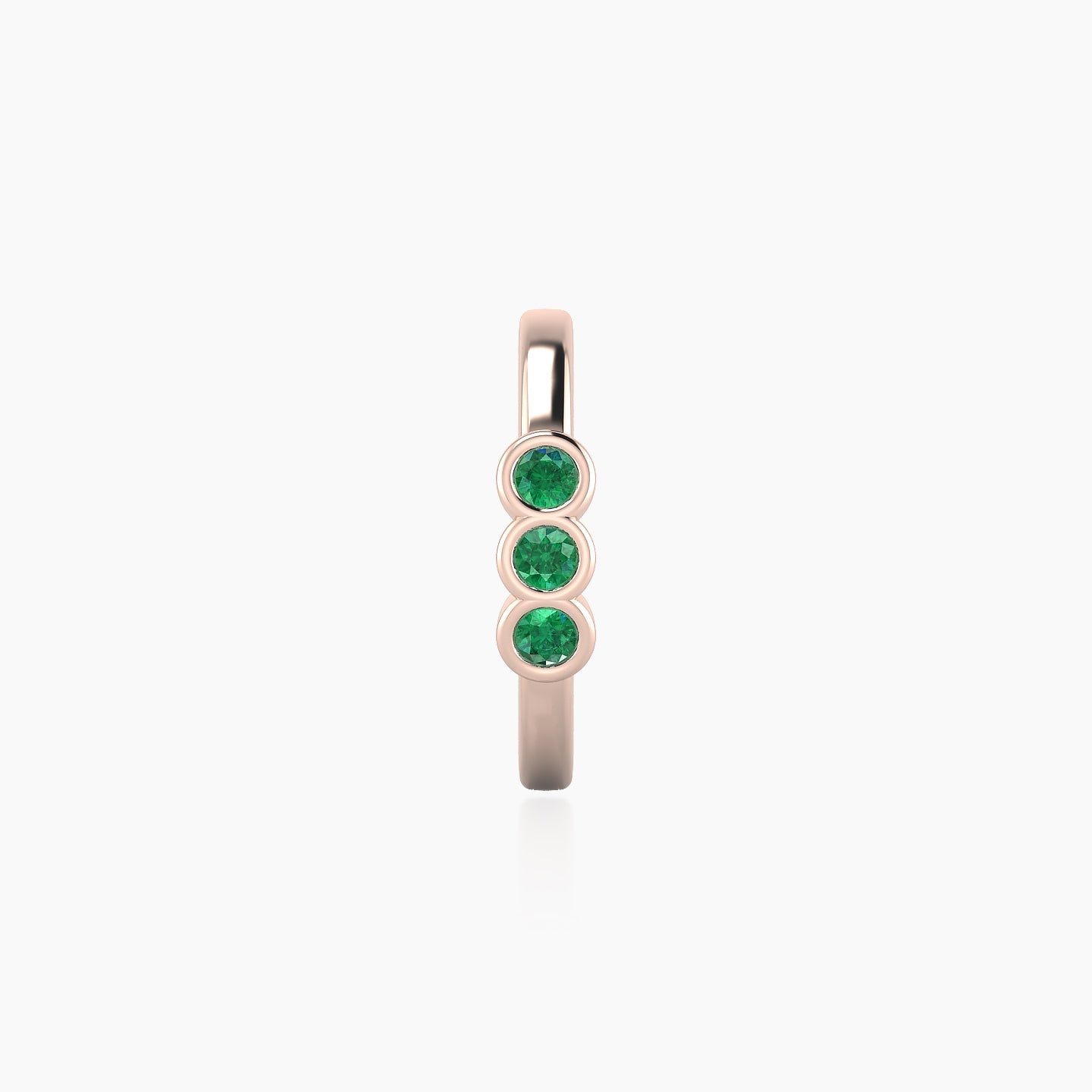 Leto | 18k Rose Gold 9.5 mm Trilogy Emerald Hoop Piercing