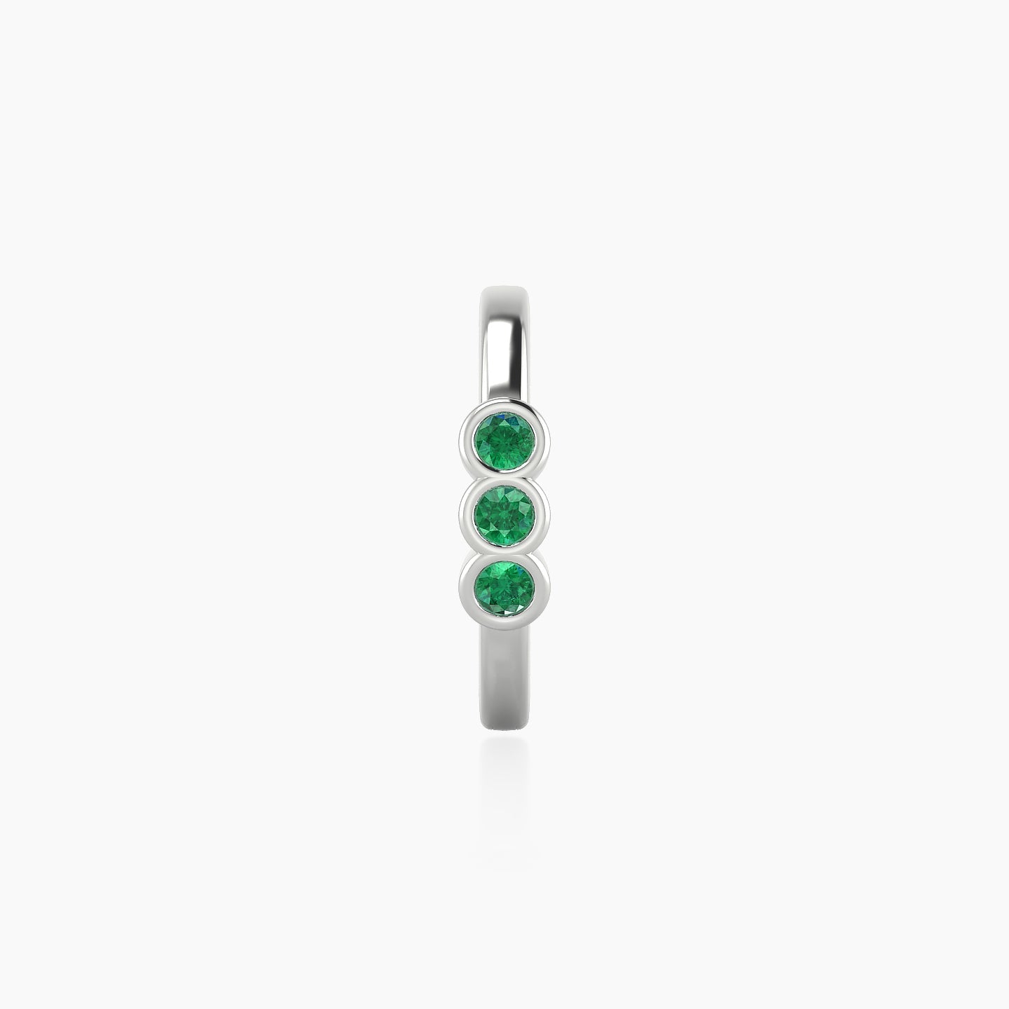 Leto | 18k White Gold 9.5 mm Trilogy Emerald Hoop Piercing