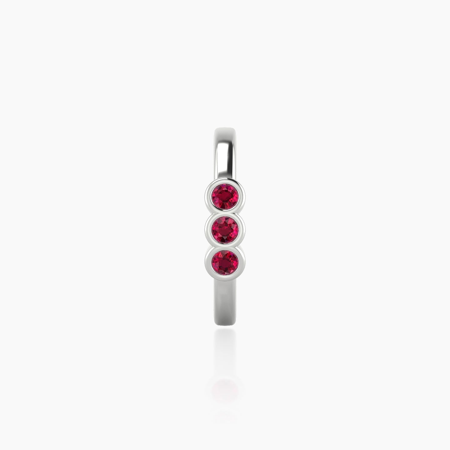 Leto | 18k White Gold 9.5 mm Trilogy Ruby Hoop Piercing