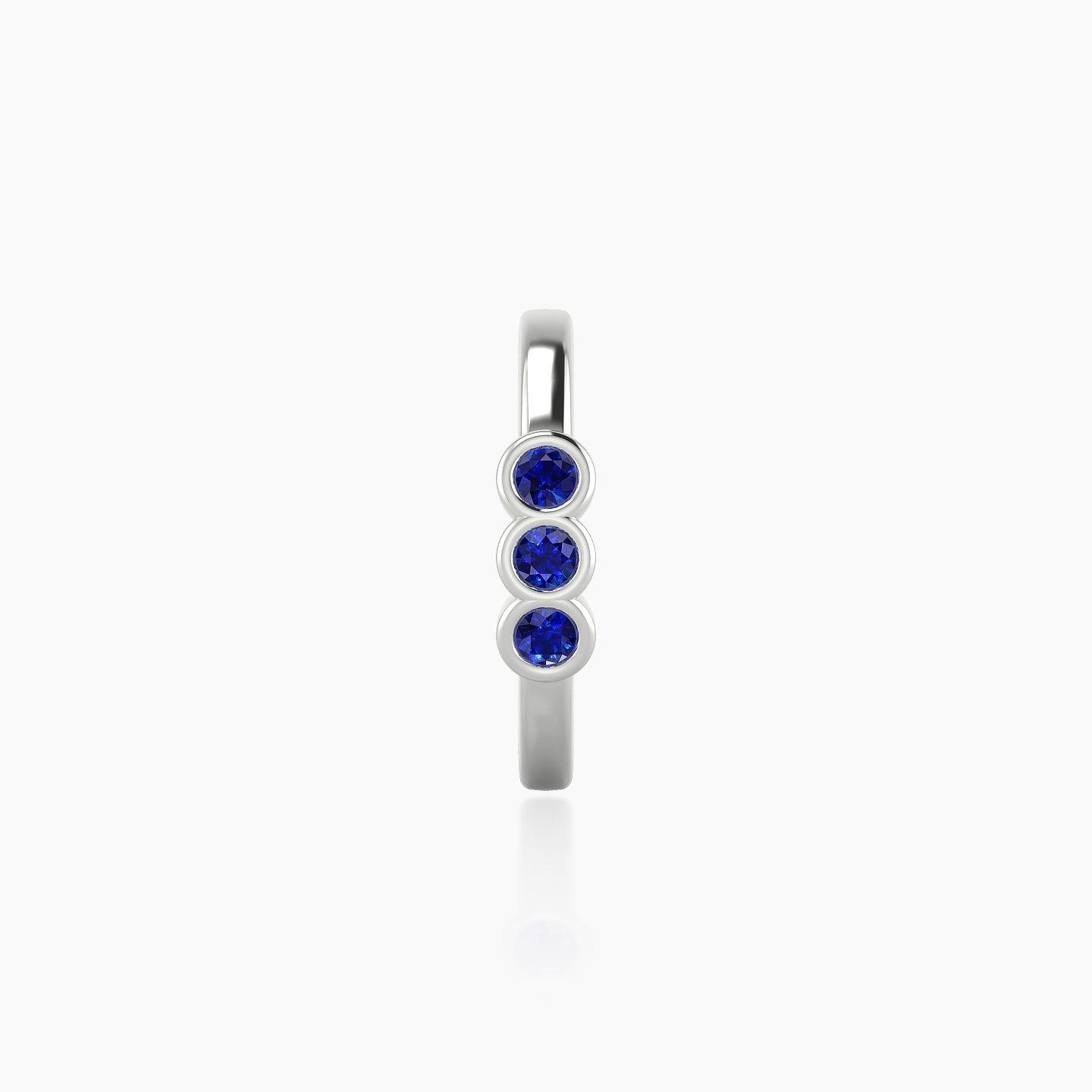 Leto | 18k White Gold 9.5 mm Trilogy Sapphire Hoop Piercing