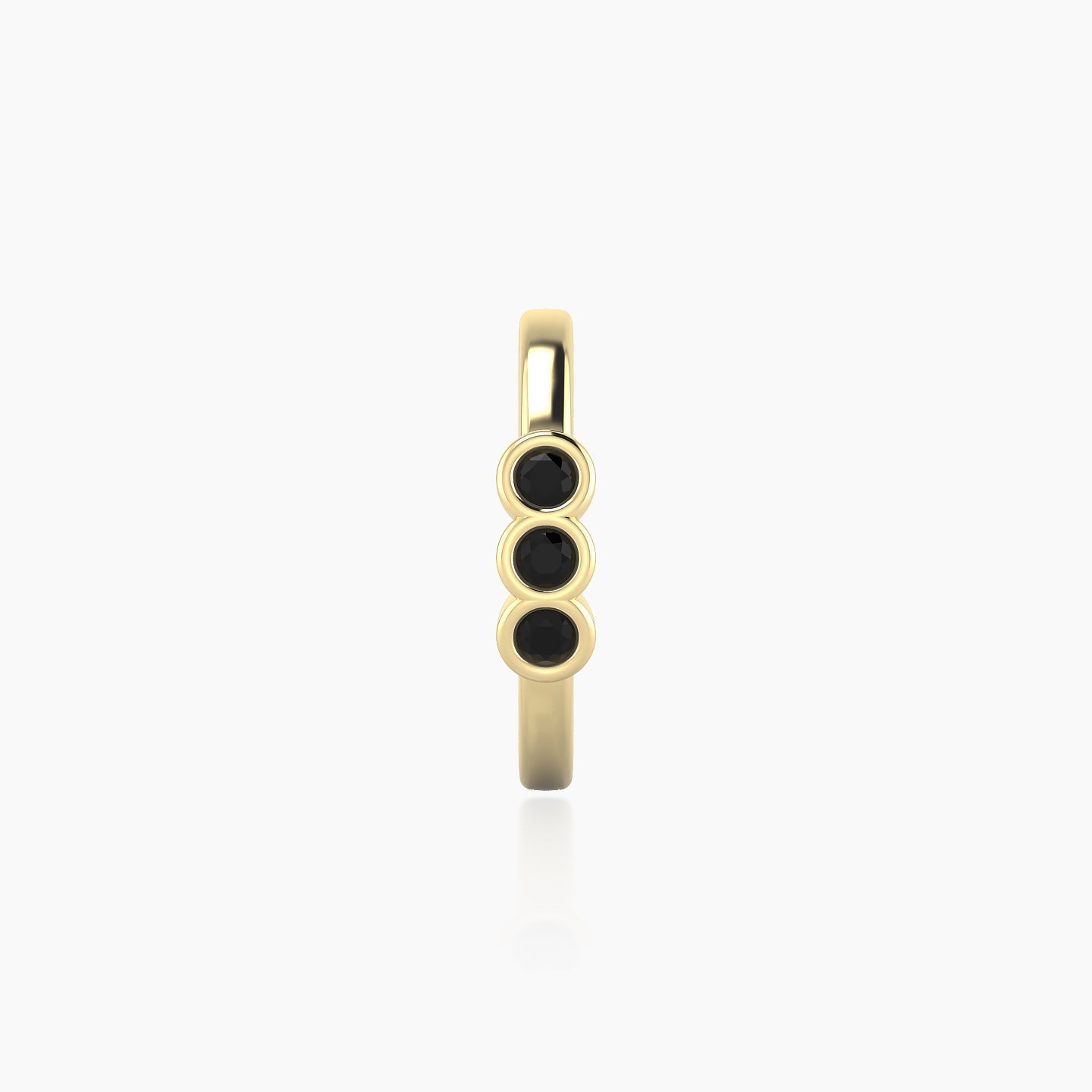 Leto | 18k Yellow Gold 9.5 mm Trilogy Black Diamond Hoop Piercing